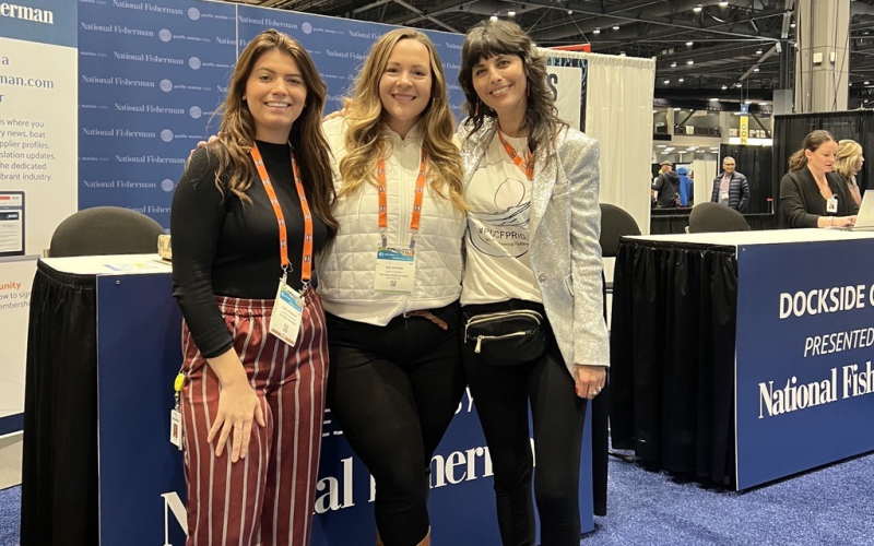 N.F. Content Specialist Carli Stewart, Photographer and Partner of a Commercial Fisherman Bri Dwyer, and Megan Waldrep